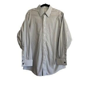 Brooks Brothers 346 Shirt Mens 16 32/33 White Stripe Non Iron Slim French Cuff